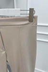 Leather Trousers with Slit Legs Beige