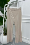 Leather Trousers with Slit Legs Beige