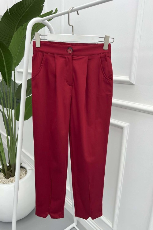 Slit Leg Trousers Claret Red