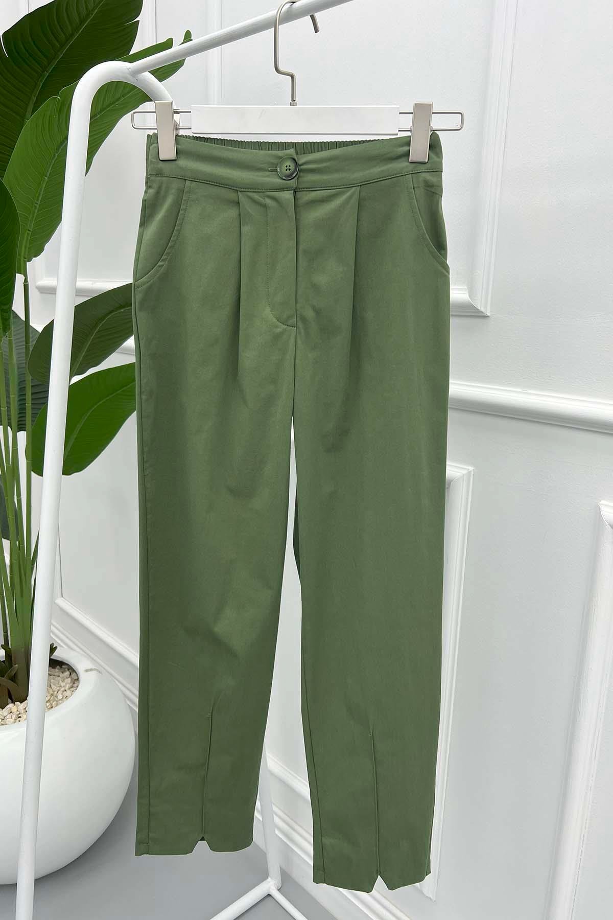 Khaki Slit Trousers