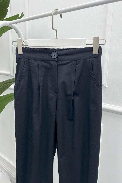 Slit Leg Trousers Navy Blue