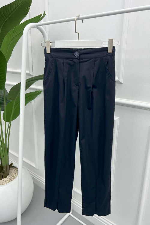 Slit Leg Trousers Navy Blue