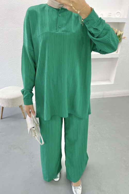 Benetton Green Slit Leg Suit