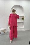 Fuchsia Leg Slit Suit