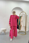 Fuchsia Leg Slit Suit