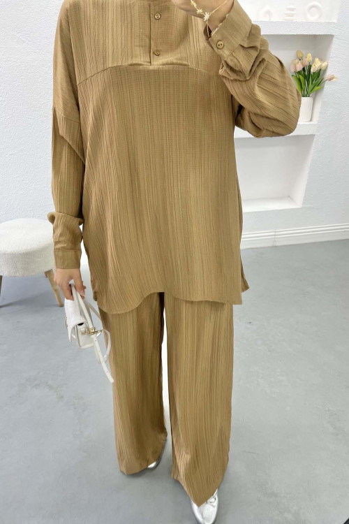 Brown Suit with Leg Slits