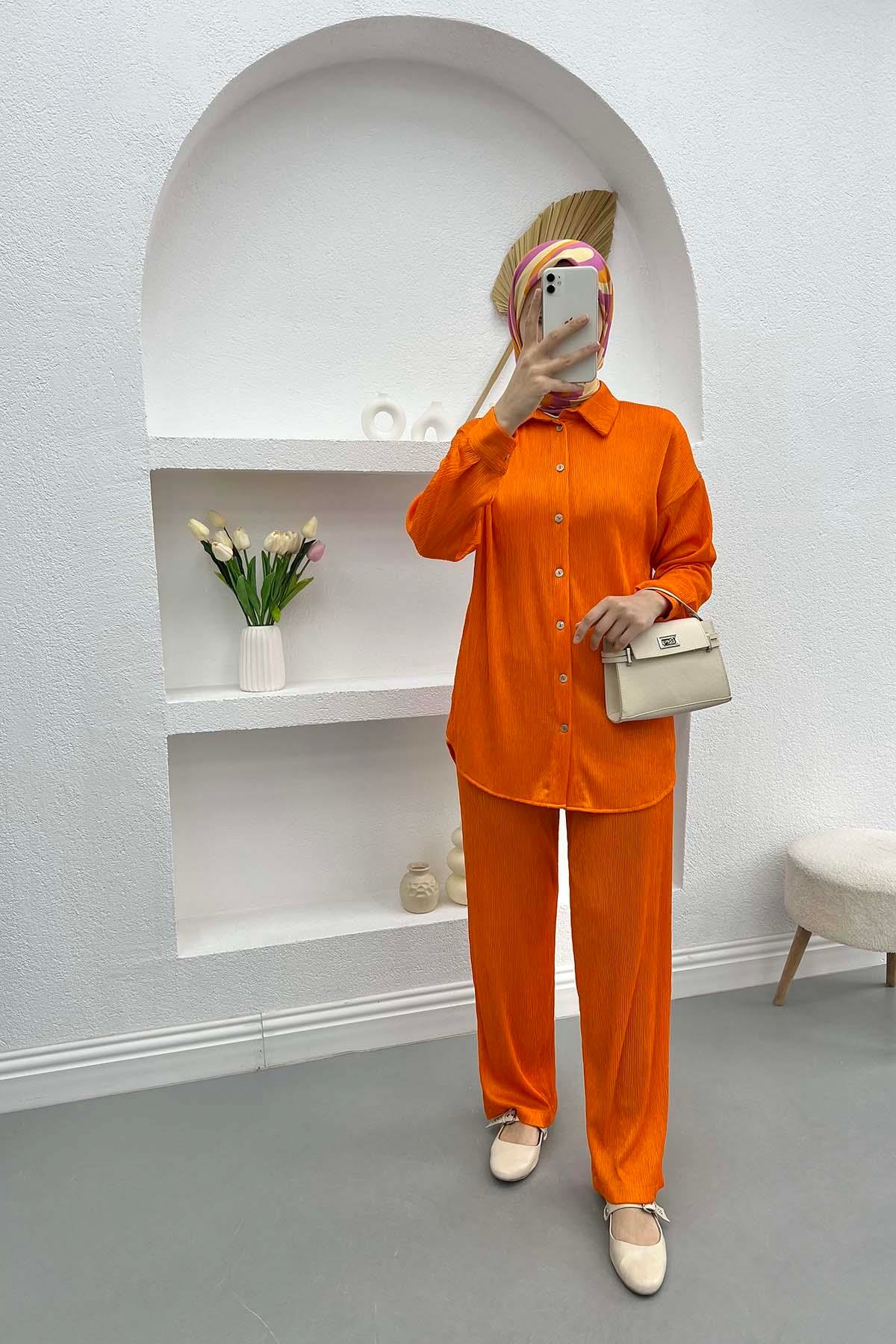 Shiny Shirt Set Orange