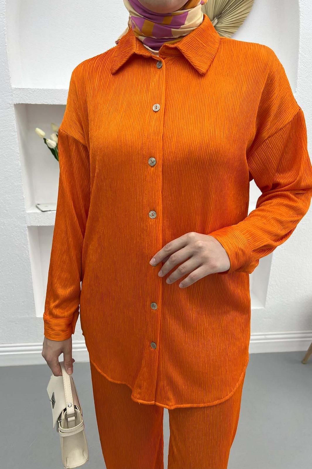 Shiny Shirt Set Orange