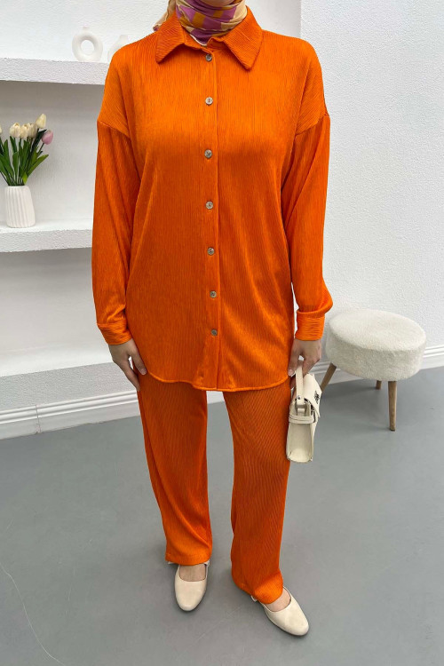 Shiny Shirt Set Orange