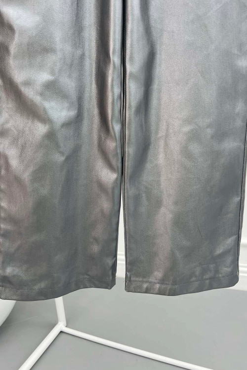 Shiny Plazzo Pants Silver