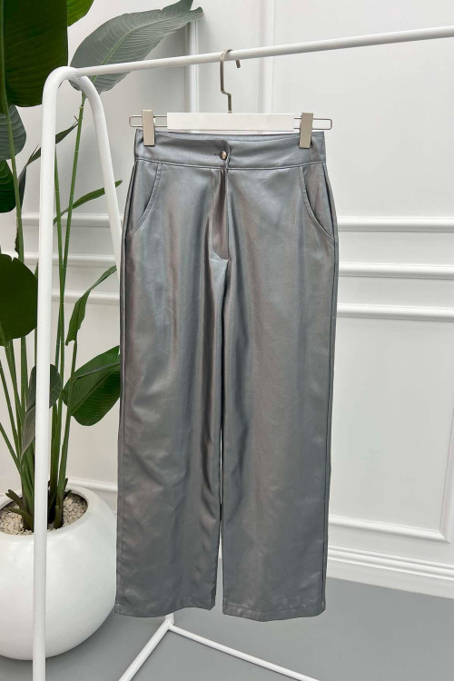 Shiny Plazzo Pants Silver