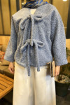 Plush Tied Coat Blue