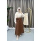 Pleated Detailed Tied Skirt Brown