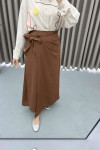 Pleated Detailed Tied Skirt Brown