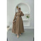 Pleated Detailed Brooch Dress Mink