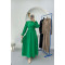 Pleated Detailed Brooch Dress Green