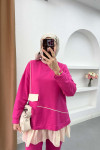 Pleated Detailed Pocket Knitwear Set Pink