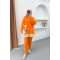 Pleated Detailed Pocket Knitwear Set Orange