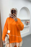 Pleated Detailed Pocket Knitwear Set Orange