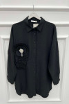 Pleated and Stone Detailed Tunic Black