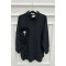 Pleated and Stone Detailed Tunic Black