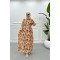 Pleated Floral Chiffon Dress Orange