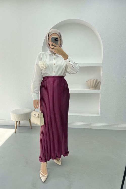 Pleated Skirt Plum