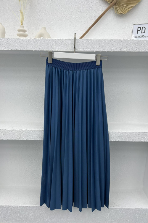 Pleated Skirt Petrol Blue