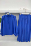 Pleated Skirt Set Blue