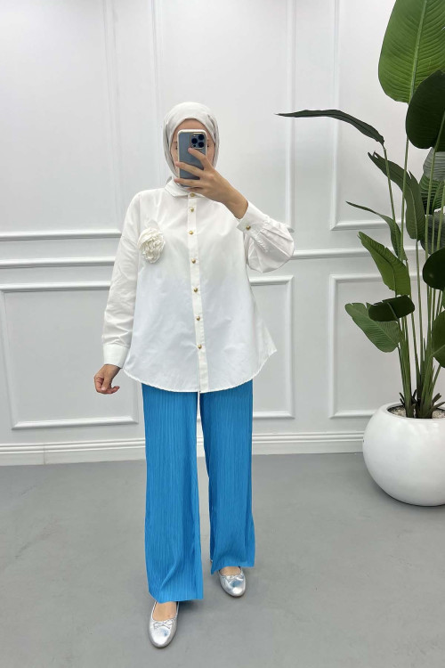 Pleated Trousers Blue