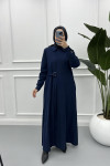 Pleated Abaya Navy Blue