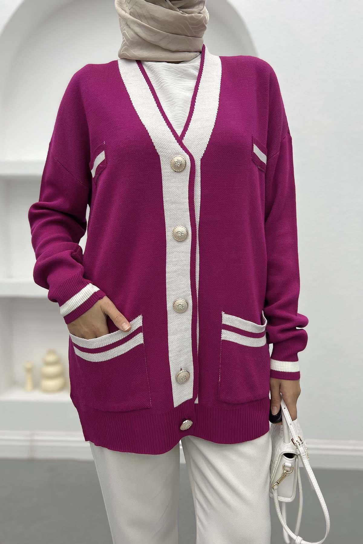 Pinterest Cardigan Fuchsia