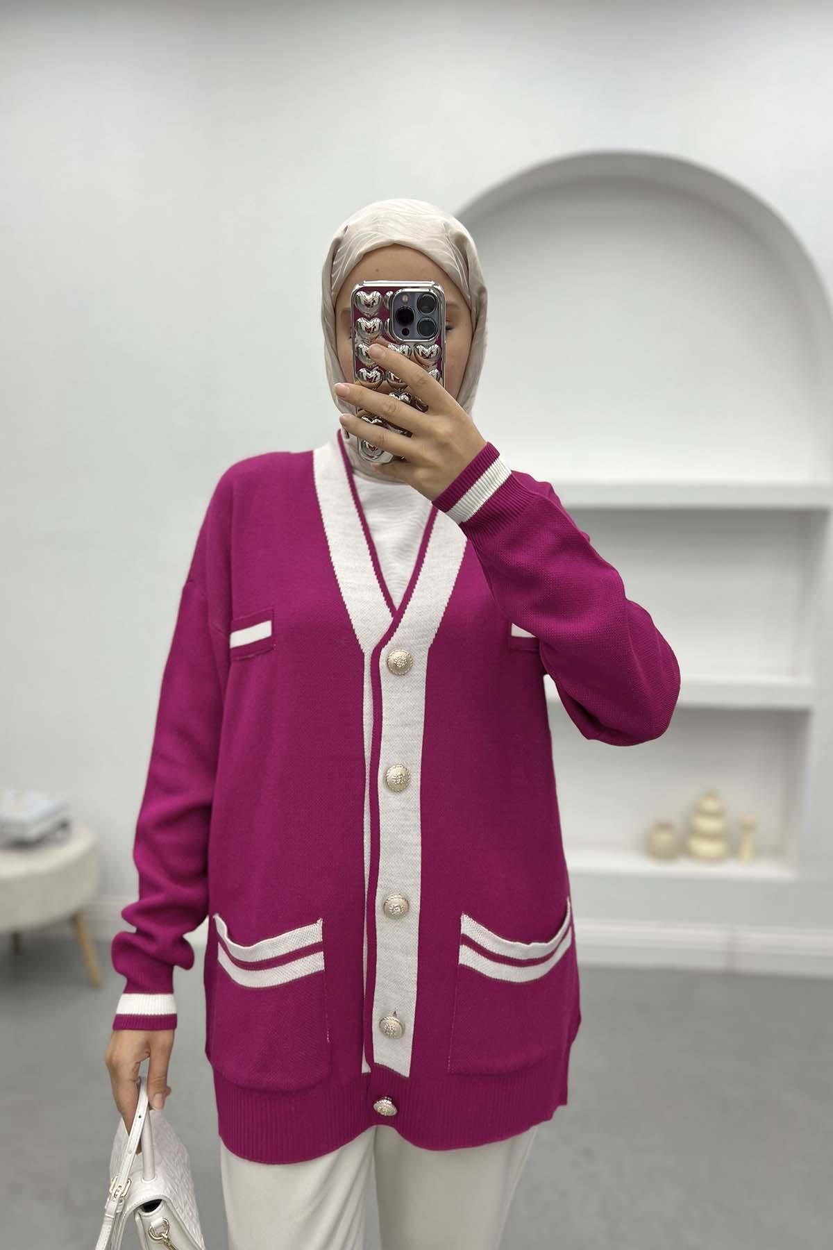 Pinterest Cardigan Fuchsia