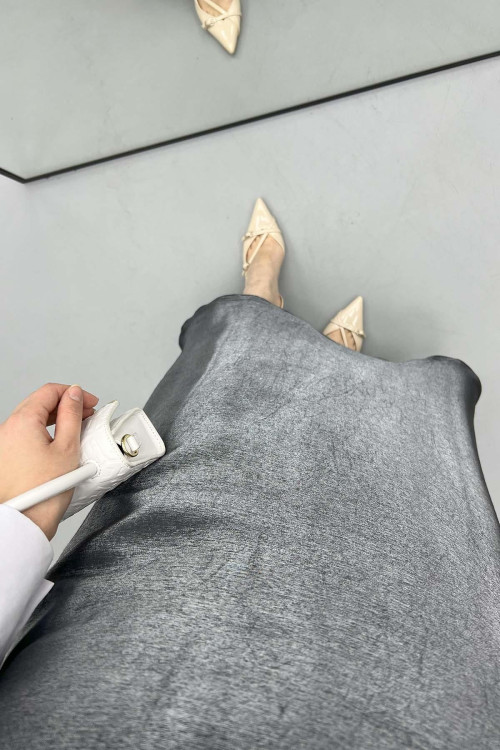 Glittery Flared Skirt Gray