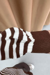 Polo Collar Striped Tunic Brown