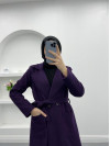 Premium Belted Cashmere Coat Plum