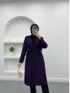 Premium Belted Cashmere Coat Plum