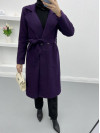 Premium Belted Cashmere Coat Plum