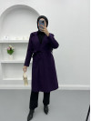 Premium Belted Cashmere Coat Plum