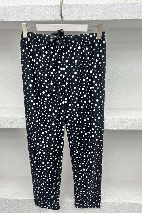 Polka Dot Pajama Bottoms Black