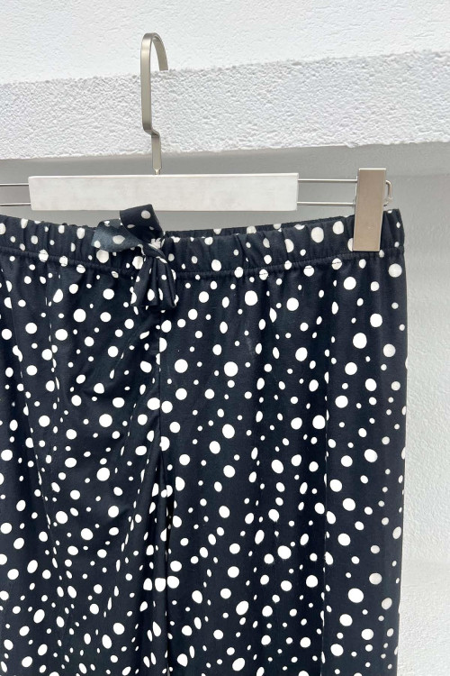 Polka Dot Pajama Bottoms Black