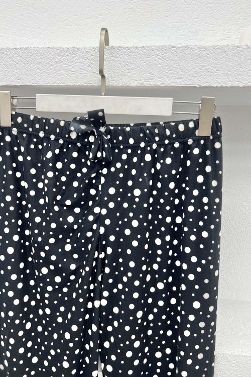 Polka Dot Pajama Bottoms Black