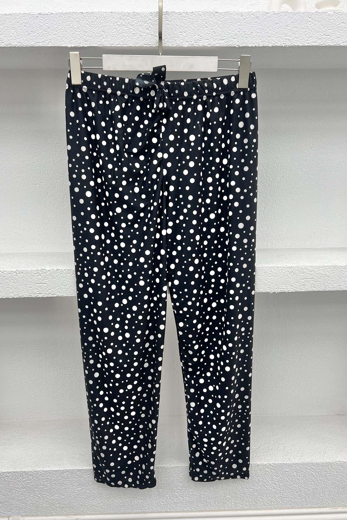 Polka Dot Pajama Bottoms Black