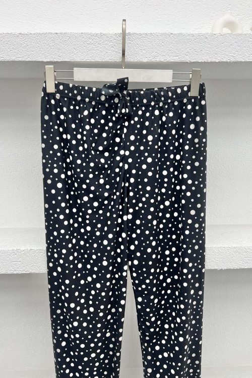 Polka Dot Pajama Bottoms Black