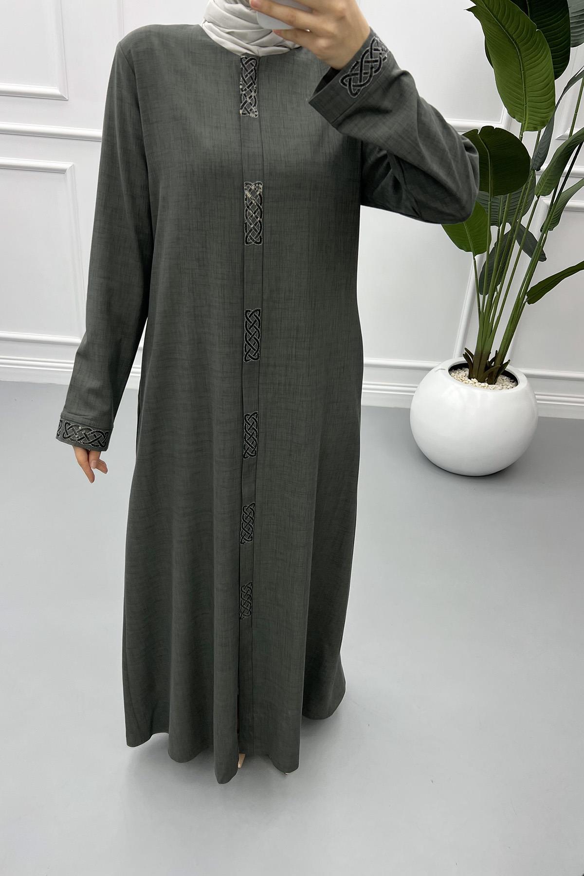 Embroidered Khaki Abaya