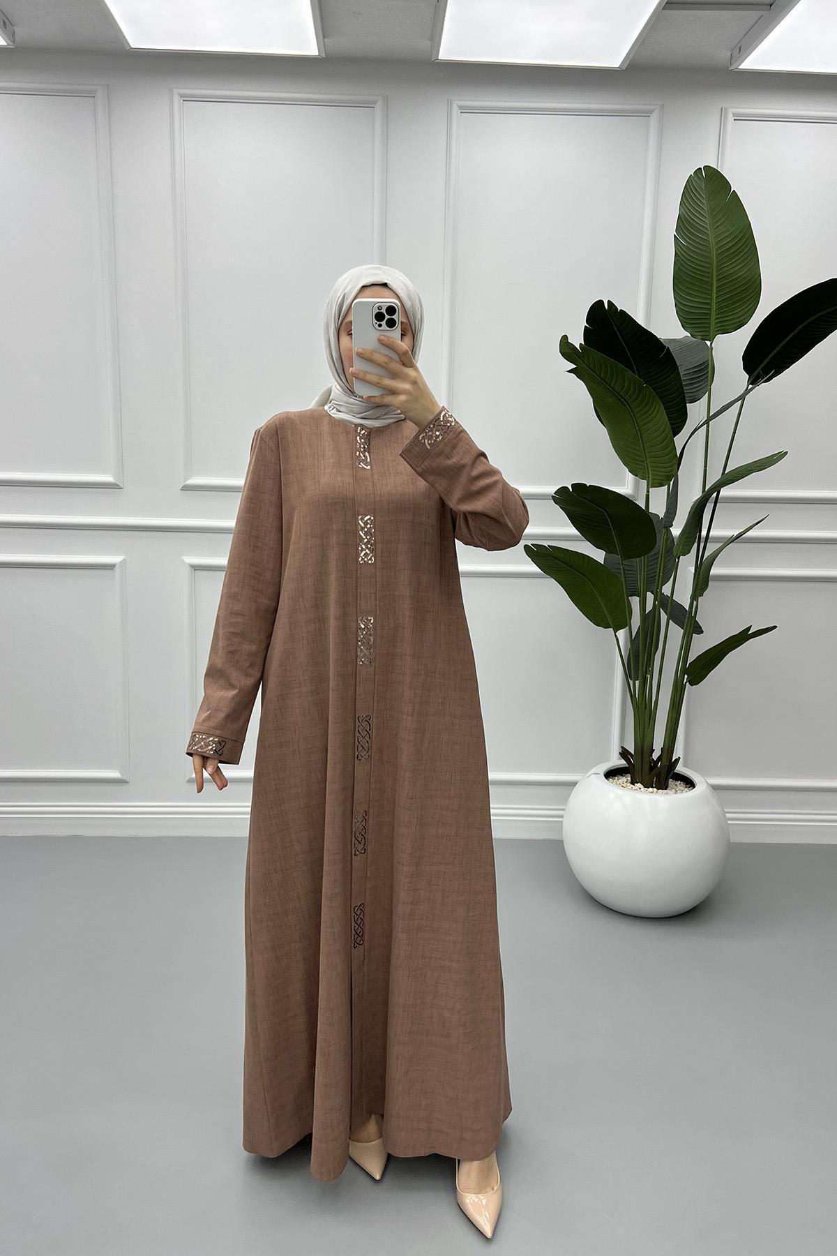 Embroidered Abaya Brown