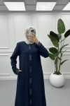 Embroidered Sequin Abaya Navy Blue