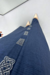 Embroidered Sequin Abaya Navy Blue