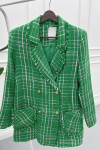 Tassel Plaid Jacket Green