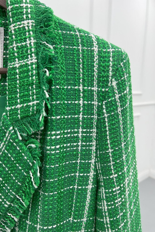 Tassel Plaid Jacket Green